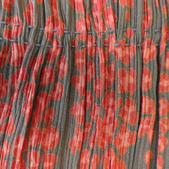 SiLK Express Design Studio Pleated Ruffle Layer Skirt Zip Back Orange Green 2 - Picture 5 of 8